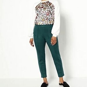 1X Petite - J Jason Wu | Evergreen Faux Suede Straight-Leg Pants (Petite)